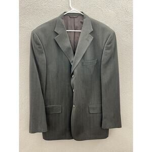 Mens Tallia Uomo Blazer Size 46R Gray Three Button Up Worsted Wool